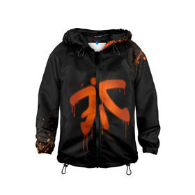 Детская ветровка 3D с принтом cs:go - Fnatic (Black collection) в Екатеринбурге, 100% полиэстер | подол и капюшон оформлены резинкой с фиксаторами, по бокам два кармана без застежек, один потайной карман на груди | 0x000000123 | cs | csgo | fnatic | кс | ксго | фнатик