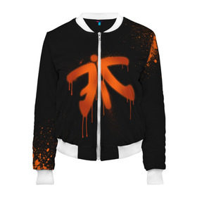 Женский бомбер 3D с принтом cs:go - Fnatic (Black collection) в Екатеринбурге, 100% полиэстер | застегивается на молнию, по бокам два кармана без застежек, мягкие манжеты, по низу бомбера и на воротнике — эластичная резинка | 0x000000123 | cs | csgo | fnatic | кс | ксго | фнатик