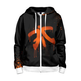 Детская толстовка 3D на молнии с принтом cs:go - Fnatic (Black collection) в Екатеринбурге, 100% полиэстер |  манжеты и пояс оформлены широкой мягкой резинкой, двухслойный капюшон со шнурком для регулировки, спереди карманы и застежка-молния
 | Тематика изображения на принте: 0x000000123 | cs | csgo | fnatic | кс | ксго | фнатик