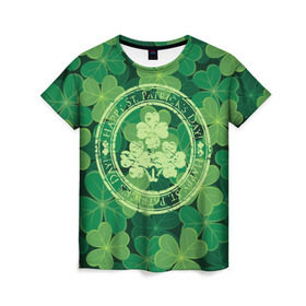 Женская футболка 3D с принтом Ireland, Happy St. Patrick`s Day в Екатеринбурге, 100% полиэфир ( синтетическое хлопкоподобное полотно) | прямой крой, круглый вырез горловины, длина до линии бедер | Тематика изображения на принте: background | clover | four | green | happy st. patricks day | holiday | ireland | leaf | petal | plant | print | зеленый | ирландия | клевер | лепесток | лист | печать | праздник | растение | счастливого святого патрика | фон | четыре