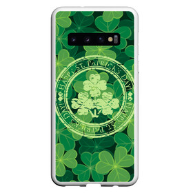 Чехол для Samsung Galaxy S10 с принтом Ireland Happy St Patricks Day в Екатеринбурге, Силикон | Область печати: задняя сторона чехла, без боковых панелей | Тематика изображения на принте: background | clover | four | green | happy st. patricks day | holiday | ireland | leaf | petal | plant | print | зеленый | ирландия | клевер | лепесток | лист | печать | праздник | растение | счастливого святого патрика | фон | четыре