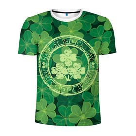 Мужская футболка 3D спортивная с принтом Ireland, Happy St. Patrick`s Day в Екатеринбурге, 100% полиэстер с улучшенными характеристиками | приталенный силуэт, круглая горловина, широкие плечи, сужается к линии бедра | Тематика изображения на принте: background | clover | four | green | happy st. patricks day | holiday | ireland | leaf | petal | plant | print | зеленый | ирландия | клевер | лепесток | лист | печать | праздник | растение | счастливого святого патрика | фон | четыре