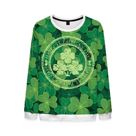 Мужской свитшот 3D с принтом Ireland, Happy St. Patrick`s Day в Екатеринбурге, 100% полиэстер с мягким внутренним слоем | круглый вырез горловины, мягкая резинка на манжетах и поясе, свободная посадка по фигуре | background | clover | four | green | happy st. patricks day | holiday | ireland | leaf | petal | plant | print | зеленый | ирландия | клевер | лепесток | лист | печать | праздник | растение | счастливого святого патрика | фон | четыре