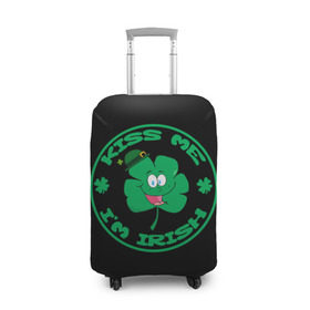 Чехол для чемодана 3D с принтом Ireland, Kiss me, I`m Irish в Екатеринбурге, 86% полиэфир, 14% спандекс | двустороннее нанесение принта, прорези для ручек и колес | animation | background | black | clover | four | green | hat | im irish | ireland | kiss me | leaf | petal | printing | smile | анимация | зелёный | ирландец | ирландия | клевер | лепесток | листок | меня | печать | поцелуй | улыбка | фон | черный | четыр