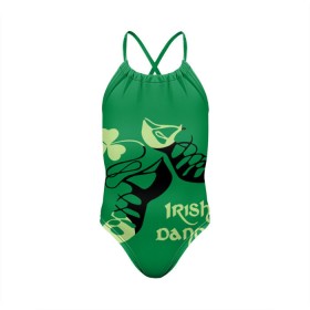 Детский купальник 3D с принтом Ireland, Irish dance в Екатеринбурге, Полиэстер 85%, Спандекс 15% | Слитный крой, подклад по переду изделия, узкие бретели | Тематика изображения на принте: background | black | clover | dance | green | ireland | irish | petal | soft shoes | зеленый | ирландия | ирландский | клевер | лепесток | мягкая | обувь | танец | фон | черная