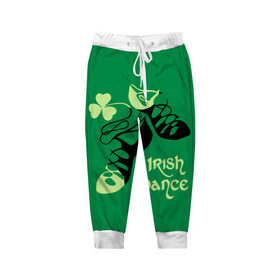 Детские брюки 3D с принтом Ireland, Irish dance в Екатеринбурге, 100% полиэстер | манжеты по низу, эластичный пояс регулируется шнурком, по бокам два кармана без застежек, внутренняя часть кармана из мелкой сетки | background | black | clover | dance | green | ireland | irish | petal | soft shoes | зеленый | ирландия | ирландский | клевер | лепесток | мягкая | обувь | танец | фон | черная