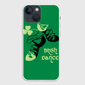 Чехол для iPhone 13 mini с принтом Ireland, Irish dance в Екатеринбурге,  |  | background | black | clover | dance | green | ireland | irish | petal | soft shoes | зеленый | ирландия | ирландский | клевер | лепесток | мягкая | обувь | танец | фон | черная