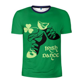 Мужская футболка 3D спортивная с принтом Ireland, Irish dance в Екатеринбурге, 100% полиэстер с улучшенными характеристиками | приталенный силуэт, круглая горловина, широкие плечи, сужается к линии бедра | background | black | clover | dance | green | ireland | irish | petal | soft shoes | зеленый | ирландия | ирландский | клевер | лепесток | мягкая | обувь | танец | фон | черная