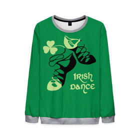 Мужской свитшот 3D с принтом Ireland, Irish dance в Екатеринбурге, 100% полиэстер с мягким внутренним слоем | круглый вырез горловины, мягкая резинка на манжетах и поясе, свободная посадка по фигуре | background | black | clover | dance | green | ireland | irish | petal | soft shoes | зеленый | ирландия | ирландский | клевер | лепесток | мягкая | обувь | танец | фон | черная