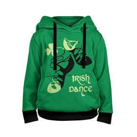 Детская толстовка 3D с принтом Ireland, Irish dance в Екатеринбурге, 100% полиэстер | двухслойный капюшон со шнурком для регулировки, мягкие манжеты на рукавах и по низу толстовки, спереди карман-кенгуру с мягким внутренним слоем | background | black | clover | dance | green | ireland | irish | petal | soft shoes | зеленый | ирландия | ирландский | клевер | лепесток | мягкая | обувь | танец | фон | черная