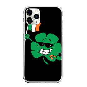 Чехол для iPhone 11 Pro матовый с принтом Ирландия клевер с флагом в Екатеринбурге, Силикон |  | animation | background | black | clover | flag | ireland | smile | stick | teeth | анимация | зубы | ирландия | клевер | очки | палка | улыбка | флаг | фон | черный