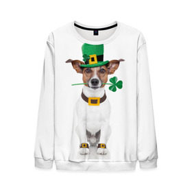Мужской свитшот 3D с принтом Ирландия в Екатеринбурге, 100% полиэстер с мягким внутренним слоем | круглый вырез горловины, мягкая резинка на манжетах и поясе, свободная посадка по фигуре | animal | breed | clover | dog | folk | fun | funny | hat | hero | ireland | irish | saint patrick | герой | животное | ирландия | ирландский | клевер | народный | порода | прикол | святой патрик | собака | шляпа | шутка