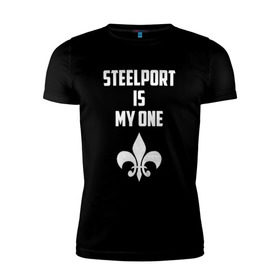 Мужская футболка премиум с принтом Steelport is my one в Екатеринбурге, 92% хлопок, 8% лайкра | приталенный силуэт, круглый вырез ворота, длина до линии бедра, короткий рукав | saints | saints lilia | saints row | steelport
