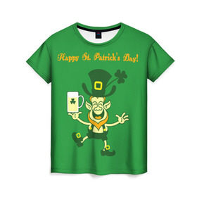 Женская футболка 3D с принтом Ирландия в Екатеринбурге, 100% полиэфир ( синтетическое хлопкоподобное полотно) | прямой крой, круглый вырез горловины, длина до линии бедер | irish | st. patricks day | зеленый | ирландец | лепрекон