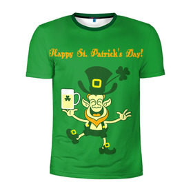 Мужская футболка 3D спортивная с принтом Ирландия в Екатеринбурге, 100% полиэстер с улучшенными характеристиками | приталенный силуэт, круглая горловина, широкие плечи, сужается к линии бедра | irish | st. patricks day | зеленый | ирландец | лепрекон