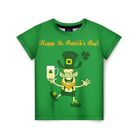 Детская футболка 3D с принтом Ирландия в Екатеринбурге, 100% гипоаллергенный полиэфир | прямой крой, круглый вырез горловины, длина до линии бедер, чуть спущенное плечо, ткань немного тянется | irish | st. patricks day | зеленый | ирландец | лепрекон