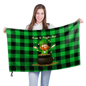 Флаг 3D с принтом Ирландия в Екатеринбурге, 100% полиэстер | плотность ткани — 95 г/м2, размер — 67 х 109 см. Принт наносится с одной стороны | irish | st. patricks day | зеленый | ирландец | лепрекон