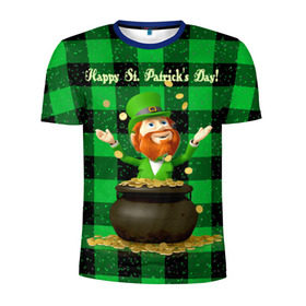Мужская футболка 3D спортивная с принтом Ирландия в Екатеринбурге, 100% полиэстер с улучшенными характеристиками | приталенный силуэт, круглая горловина, широкие плечи, сужается к линии бедра | Тематика изображения на принте: irish | st. patricks day | зеленый | ирландец | лепрекон