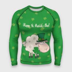 Мужской рашгард 3D с принтом Ирландия в Екатеринбурге,  |  | irish | sheep | st. patricks day | зеленый | ирландец | лепрекон | оваечка | овца