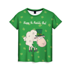 Женская футболка 3D с принтом Ирландия в Екатеринбурге, 100% полиэфир ( синтетическое хлопкоподобное полотно) | прямой крой, круглый вырез горловины, длина до линии бедер | irish | sheep | st. patricks day | зеленый | ирландец | лепрекон | оваечка | овца