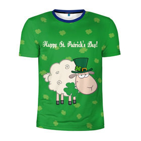 Мужская футболка 3D спортивная с принтом Ирландия в Екатеринбурге, 100% полиэстер с улучшенными характеристиками | приталенный силуэт, круглая горловина, широкие плечи, сужается к линии бедра | Тематика изображения на принте: irish | sheep | st. patricks day | зеленый | ирландец | лепрекон | оваечка | овца