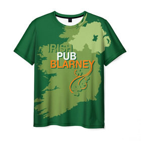 Мужская футболка 3D с принтом Irish pub Blarney в Екатеринбурге, 100% полиэфир | прямой крой, круглый вырез горловины, длина до линии бедер | bar | blarney | ireland | irish | map | pub | wasps | бар | ирландия | ирландский | карта | остров