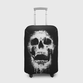 Чехол для чемодана 3D с принтом Evil Skull в Екатеринбурге, 86% полиэфир, 14% спандекс | двустороннее нанесение принта, прорези для ручек и колес | bone | dark | death | evil | hipster | skelet | skull | кости | скелет | темнота | хипстер | череп