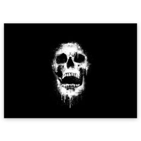 Поздравительная открытка с принтом Evil Skull в Екатеринбурге, 100% бумага | плотность бумаги 280 г/м2, матовая, на обратной стороне линовка и место для марки
 | bone | dark | death | evil | hipster | skelet | skull | кости | скелет | темнота | хипстер | череп