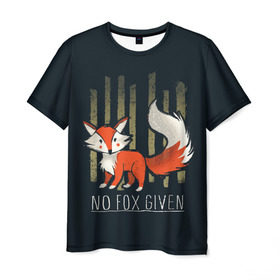Мужская футболка 3D с принтом No Fox Given в Екатеринбурге, 100% полиэфир | прямой крой, круглый вырез горловины, длина до линии бедер | animal | beast | fox | heart | love | orange | животное | зверь | лис | лиса | личиска | любовь | рыжая | сердце