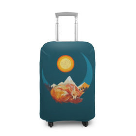 Чехол для чемодана 3D с принтом Лиса под солнцем в Екатеринбурге, 86% полиэфир, 14% спандекс | двустороннее нанесение принта, прорези для ручек и колес | animal | beast | fox | heart | love | orange | животное | зверь | лис | лиса | личиска | любовь | природа | рыжая | сердце | солнце