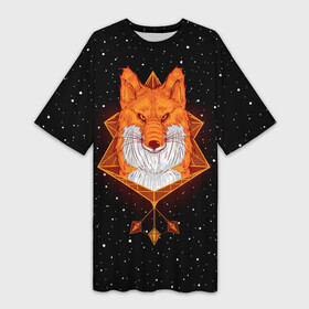 Платье-футболка 3D с принтом Огненный лис в Екатеринбурге,  |  | animal | beast | fox | heart | love | orange | животное | зверь | лис | лиса | личиска | любовь | огонь | пламя | рыжая | сердце