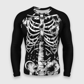 Мужской рашгард 3D с принтом Floral Skeleton в Екатеринбурге,  |  | art | bone | dark | death | fashion | flower | hipster | skelet | skull | арт | грудь | кости | мода | ребра | скелет | стиль | темный | хипстер | цвет | череп