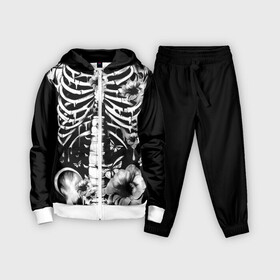 Детский костюм 3D с принтом Floral Skeleton в Екатеринбурге,  |  | Тематика изображения на принте: art | bone | dark | death | fashion | flower | hipster | skelet | skull | арт | грудь | кости | мода | ребра | скелет | стиль | темный | хипстер | цвет | череп