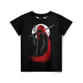Детская футболка 3D с принтом Лунный убийца в Екатеринбурге, 100% гипоаллергенный полиэфир | прямой крой, круглый вырез горловины, длина до линии бедер, чуть спущенное плечо, ткань немного тянется | moon | ninja | warrior | воин | звезды | луна | ниндзя