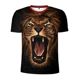 Мужская футболка 3D спортивная с принтом Львиный рык в Екатеринбурге, 100% полиэстер с улучшенными характеристиками | приталенный силуэт, круглая горловина, широкие плечи, сужается к линии бедра | animal | beast | cat | feline | king | lion | meow | pussy | rage | roar | животное | зверь | король | кот | кошка | лев | львица | мяу | рык | хищник | царь | ярость