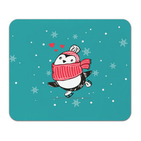 Коврик прямоугольный с принтом Пингвинчик на коньках в Екатеринбурге, натуральный каучук | размер 230 х 185 мм; запечатка лицевой стороны | Тематика изображения на принте: 14 февраля | день святого валентина | зима | пингвин | снег | снежинки