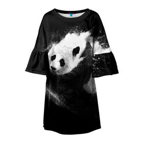 Детское платье 3D с принтом Молочная панда в Екатеринбурге, 100% полиэстер | прямой силуэт, чуть расширенный к низу. Круглая горловина, на рукавах — воланы | animal | bear | beast | milk | nature | panda | животное | зверь | медведь | молоко | панда | природа