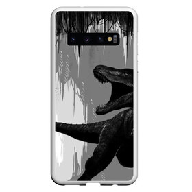 Чехол для Samsung Galaxy S10 с принтом Пещера динозавра в Екатеринбурге, Силикон | Область печати: задняя сторона чехла, без боковых панелей | animal | beast | dino | rage | roar | динозавр | животное | зверь | земля | пещера | рык | эра | ярость