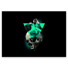 Поздравительная открытка с принтом Череп колдуна в Екатеринбурге, 100% бумага | плотность бумаги 280 г/м2, матовая, на обратной стороне линовка и место для марки
 | art | bone | dark | death | evil | fashion | hipster | shaman | skelet | skull | sweet | witch | арт | грудь | колдун | кости | маг | мода | ребра | скелет | стиль | темный | хипстер | череп