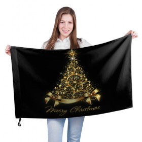 Флаг 3D с принтом Merry Christmas в Екатеринбурге, 100% полиэстер | плотность ткани — 95 г/м2, размер — 67 х 109 см. Принт наносится с одной стороны | 