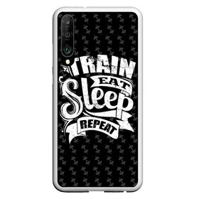 Чехол для Honor P30 с принтом Train Eat Sleep Repeat в Екатеринбурге, Силикон | Область печати: задняя сторона чехла, без боковых панелей | Тематика изображения на принте: body | crossfit | force | hard | power | powerlifting | sport | strength | strong | train | workout | бодибилдер | бодибилдинг | воркаут | крепость | кроссфит | пауэрлифтинг | сила | спорт | тело | тренировка