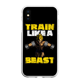 Чехол для iPhone XS Max матовый с принтом Train Like a Beast в Екатеринбурге, Силикон | Область печати: задняя сторона чехла, без боковых панелей | dragon ball | strong | workout | воркаут | драгон бол
