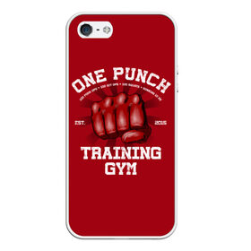 Чехол для iPhone 5/5S матовый с принтом One Punch Gym в Екатеринбурге, Силикон | Область печати: задняя сторона чехла, без боковых панелей | Тематика изображения на принте: boxing | combat | fight | fighter | kickboxing | muay thai | wrestling | боец | бой | бокс | боксер | драка | кикбоксинг | май тай