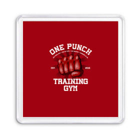 Магнит 55*55 с принтом One Punch Gym в Екатеринбурге, Пластик | Размер: 65*65 мм; Размер печати: 55*55 мм | boxing | combat | fight | fighter | kickboxing | muay thai | wrestling | боец | бой | бокс | боксер | драка | кикбоксинг | май тай