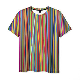 Мужская футболка 3D с принтом Тест принтера в Екатеринбурге, 100% полиэфир | прямой крой, круглый вырез горловины, длина до линии бедер | полоски | цвета