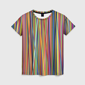 Женская футболка 3D с принтом Тест принтера в Екатеринбурге, 100% полиэфир ( синтетическое хлопкоподобное полотно) | прямой крой, круглый вырез горловины, длина до линии бедер | Тематика изображения на принте: полоски | цвета