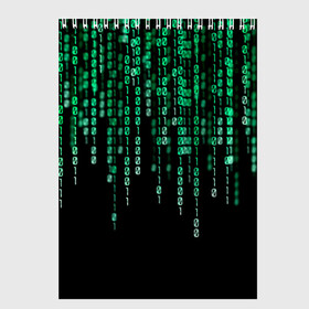 Скетчбук с принтом Матрица в Екатеринбурге, 100% бумага
 | 48 листов, плотность листов — 100 г/м2, плотность картонной обложки — 250 г/м2. Листы скреплены сверху удобной пружинной спиралью | background | black | green | matrix | movie | numbers | зеленые | матрица | фильм | фон | цифры | черный