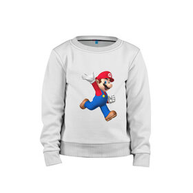 Детский свитшот хлопок с принтом Super Mario в Екатеринбурге, 100% хлопок | круглый вырез горловины, эластичные манжеты, пояс и воротник | nintendo | марио | нинтендо