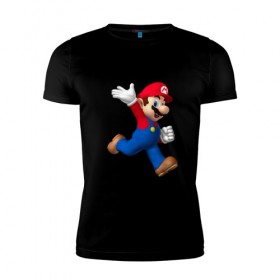 Мужская футболка премиум с принтом Super Mario в Екатеринбурге, 92% хлопок, 8% лайкра | приталенный силуэт, круглый вырез ворота, длина до линии бедра, короткий рукав | nintendo | марио | нинтендо
