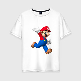 Женская футболка хлопок Oversize с принтом Super Mario в Екатеринбурге, 100% хлопок | свободный крой, круглый ворот, спущенный рукав, длина до линии бедер
 | nintendo | марио | нинтендо